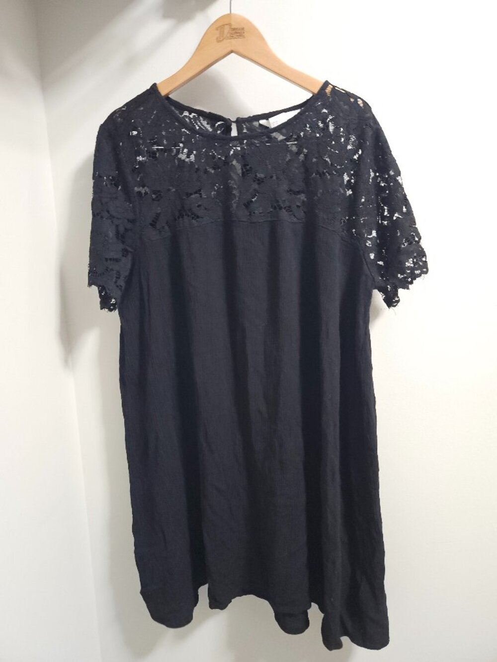 H&M Black Shift Dress with Floral Lace